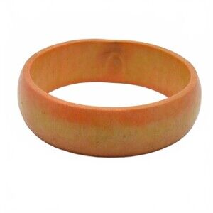Vintage Bangle Bracelet Peach Plastic Art Deco Minimalist Stackable Retro Boho